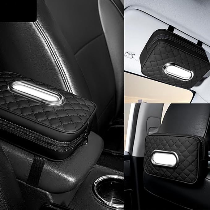 Car Tissue Holder, Extra Large Capacity car Tissue Box can Hold 130-180 tissues per Box, Size: 7.9"x5.1"x2.4"