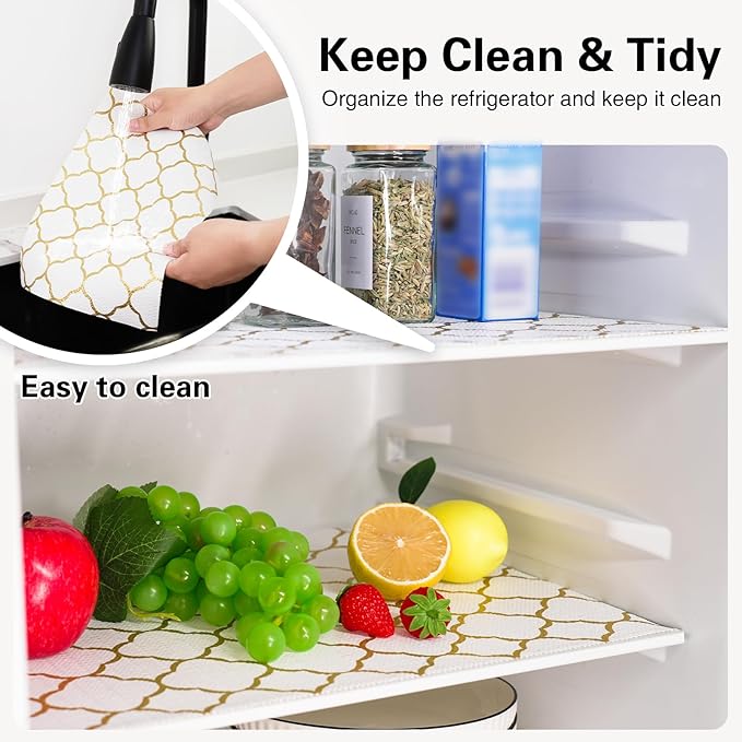 Drawer and Shelf Liner for Kitchen Cabinet,Non-Adhesive Cabinet Liner 12in x 30FT,Waterproof Shelf Paper Non-Slip Mats Cupboard Liners Contact Protect Dresser/Shelves/Table-Golden Lantern