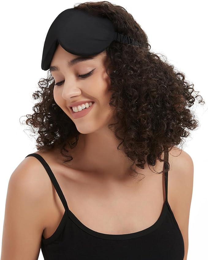 ALASKA BEAR Sleep Mask with Silk-Covered Headband for Hair Care, Silk Eye Mask Comfortable Scrunchy Band Over Ears (Built-in Contour Insert, Luxury 22 Momme)