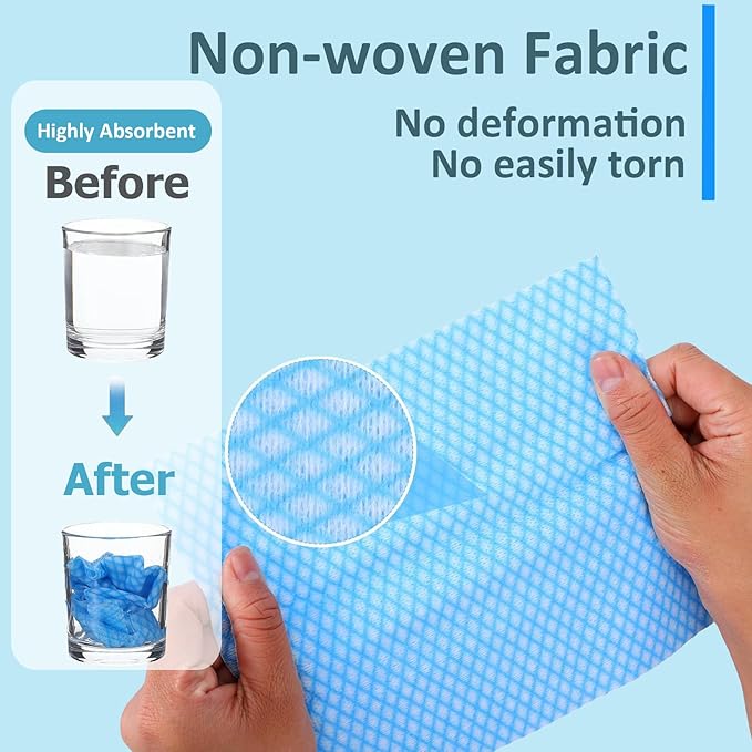 Disposable Dish Cloths Heavy Duty Disposable Cleaning Cloths for Kitchen Multi-Purpose Blue Dish Rags 50 Count/Pack