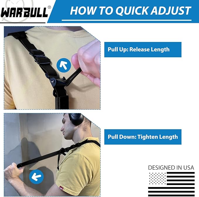WarBull 2 Point Rifle Sling, Quick Adjust Gun Sling with HK Hook, Soft Shoulder Pad Traditional Sling for Rifle Shotgun Camera Crossbow Hunting Shooting and Outdoor Sports with Keychain Gift