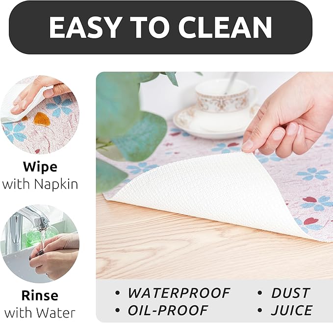 RAY STAR 18X96 Inch Shelf Liner for Kitchen Cabinets, Non-Adhesive Cabinet Liner Washable, PVC Drawer Liner for Dresser Non-Slip Bathroom (Blue-Floral)(3 Roll)