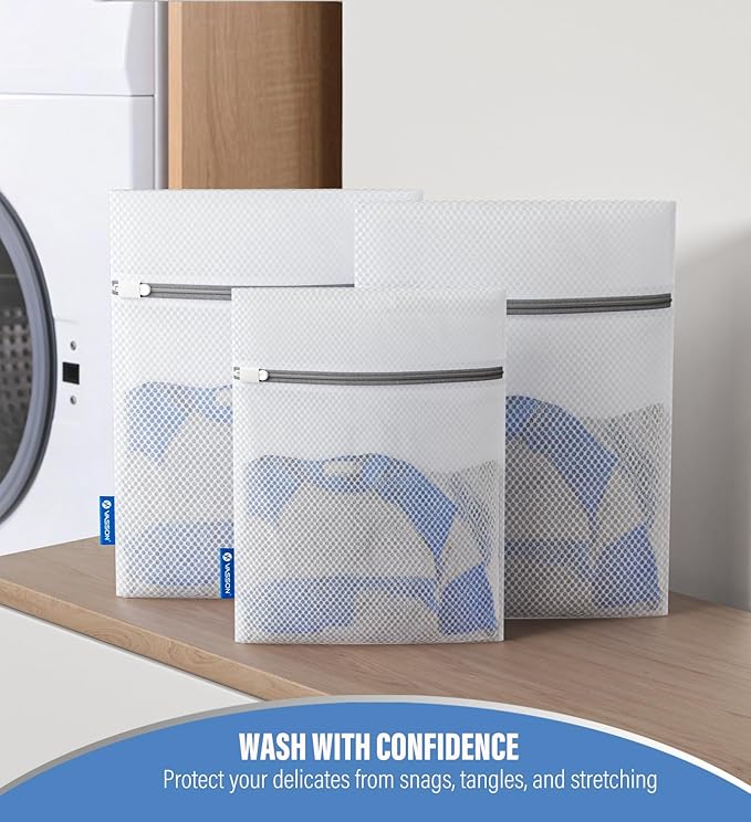 VASSON Premium Mesh Laundry Bags for Delicates with Auto-Lock Zipper - Durable Washing Bag Set for Blouse, Hosiery, Underwear, Bra, and Shoes (5-Piece Set (All-Purpose))
