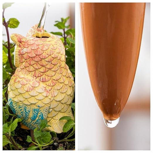 QinSuiKai 4 Pack Terra Cotta Watering Spikes, Owl Shape Terracotta Watering Spike, Vacation Self Watering Planter Insert, Automatic Plant Waterer for Indoor Outdoor Plants