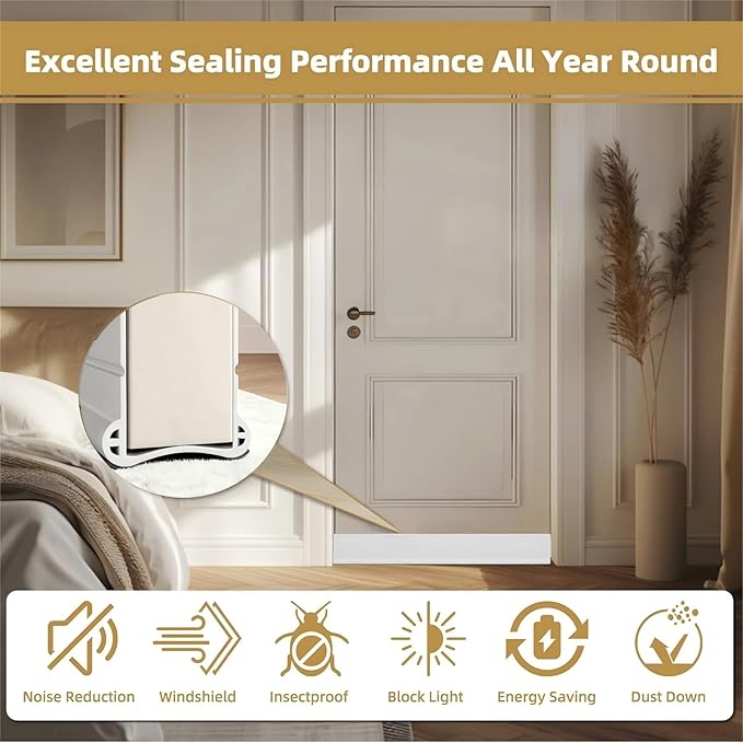 36” Under Door Draft, Door Draught Excluder for Bottom of Doors, PVC Door Seal for Protection from Sound, Cold, Moisture and Insects, (Brown)