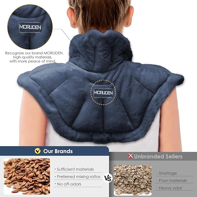 Microwavable Heated Neck Wrap Warmer and Shoulder Heating Pad Microwave, Weighted Microwave Heating Pad for Neck and Shoulders Hot and Cold Compress