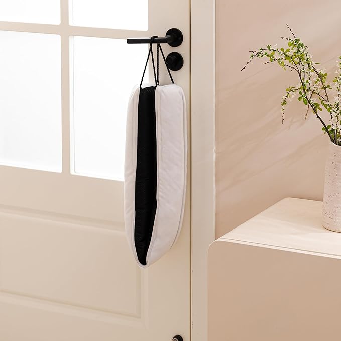 Sunolga Door Draft Stopper Blocks Hot and Cold Air with Removable Washable Cover for Bottom of Door, All-Season Seal for Noise, Wind, Dust, Door Sweep for Gaps Up to 3", Home Essentials, 38", White