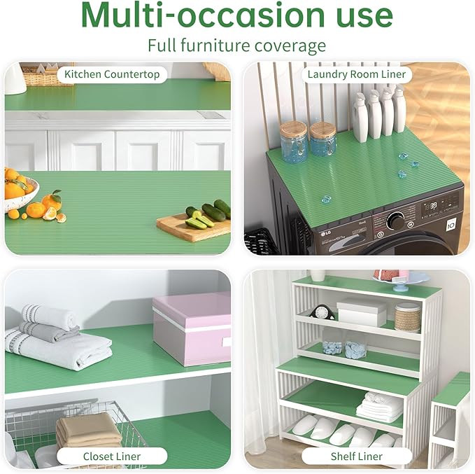 Shelf and Drawer Liner for Kitchen Cabinet, Non-Adhesive 18in x 240in Waterproof Durable Thickened EVA Material Easy-to-Cut Contact Paper Non Slip Mat for Refrigerator, Cupboard, Dresser