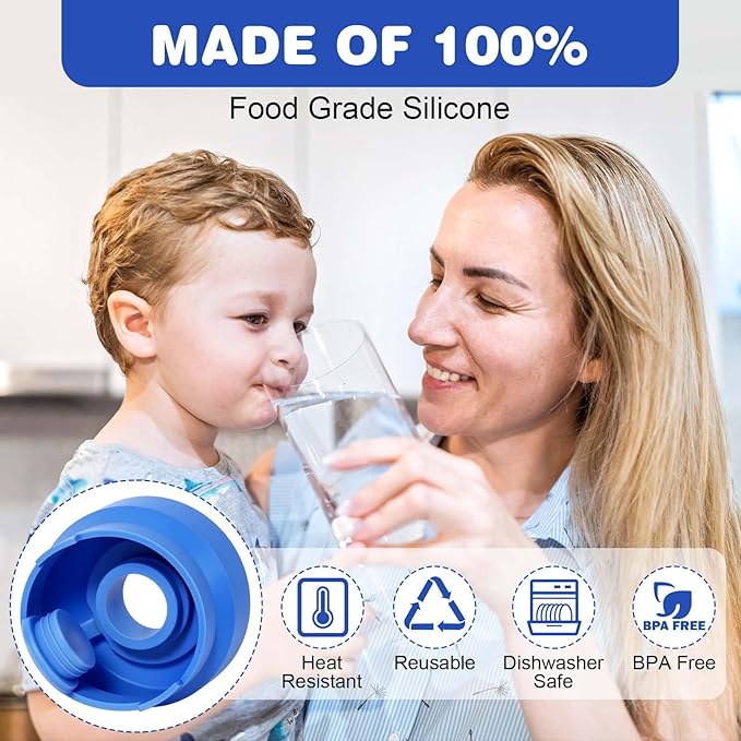 (3 Pack) 5 Gallon Water Jug Cap,Silicone Reusable Replacement Cap, Non Spill Bottle Caps for 55mm Bottle Water Dispenser Caps