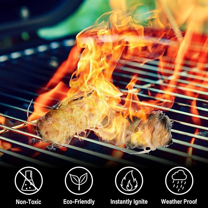 HGD Natural Fire Starters (128 Pcs) - Waterproof & Odorless Charcoal Starters for Fireplace, Campfire, BBQ, Grill, Fire Pit, Wood & Pellet Stove, Chimney, Pizza Oven & Smoker - Indoor & Outdoor Use