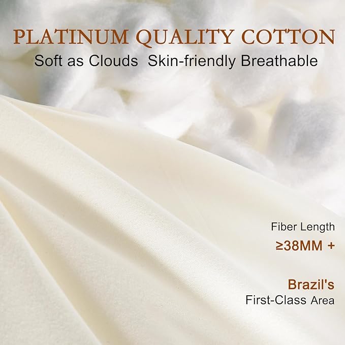 YOUR MOON Organic Wool Pillow King Size, Soft Breathable Support Bed Pillows for Sleeping, Luxury Down Alternative Pillow for Side & Back Sleepers, 100% Cotton Cover, Natural Wool Filling (Off White)