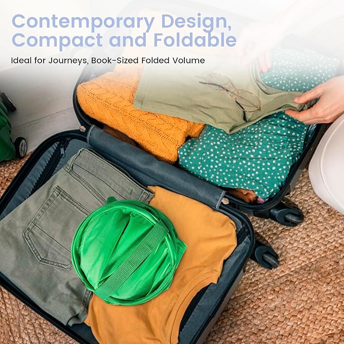 HOUSE AGAIN Upgraded Pop-up Laundry Hamper, Collapsible Laundry Basket with Durable Handles, Solid Bottom, High Steel Frame, Portable Foldable Dirty Clothes Hamper for Dorm, Laundry Room, Travel, Green