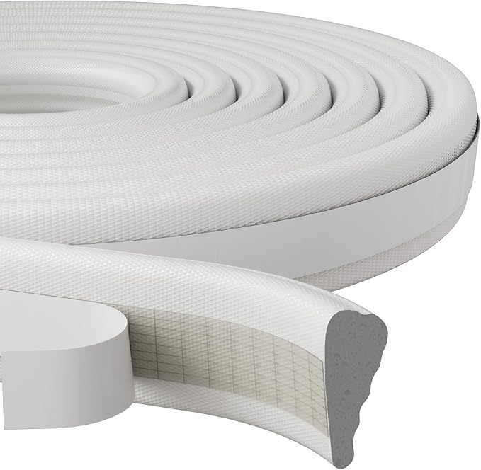 118”Wedge Weather Stripping Door Seal Strip for Door Frame,Self-Adhesive Window Insulation for Winter,Dark Foam Gap Filler for Light Noise Blocker,Front Exterior Door Side Draft Stopper,White