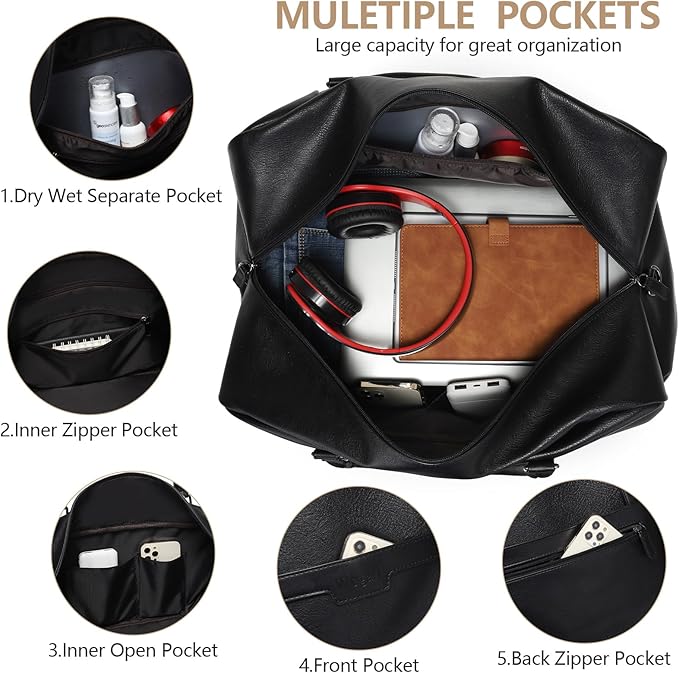 Wogarl Weekender Bag for Women Men Large Overnight Bag Travel Duffel Bag with Shoe Compartment Toiletry Satchel Bag Carry On Bag Fits 21" Laptop