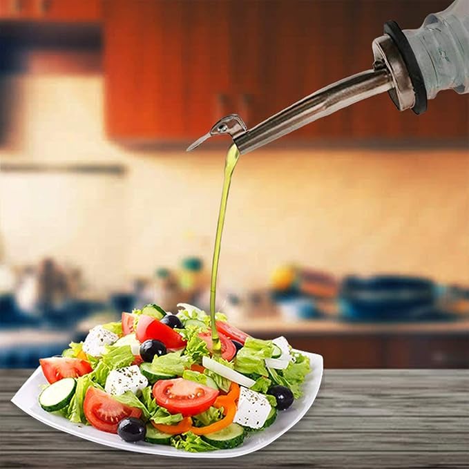 Axe Sickle 12 Pcs Oil Spout Liquor Bottle Pourer Spouts Stainless Steel Speed Pour Spouts Olive Oil Dispenser Spout with Flip Top for About 3/4"" Bottle Mouth