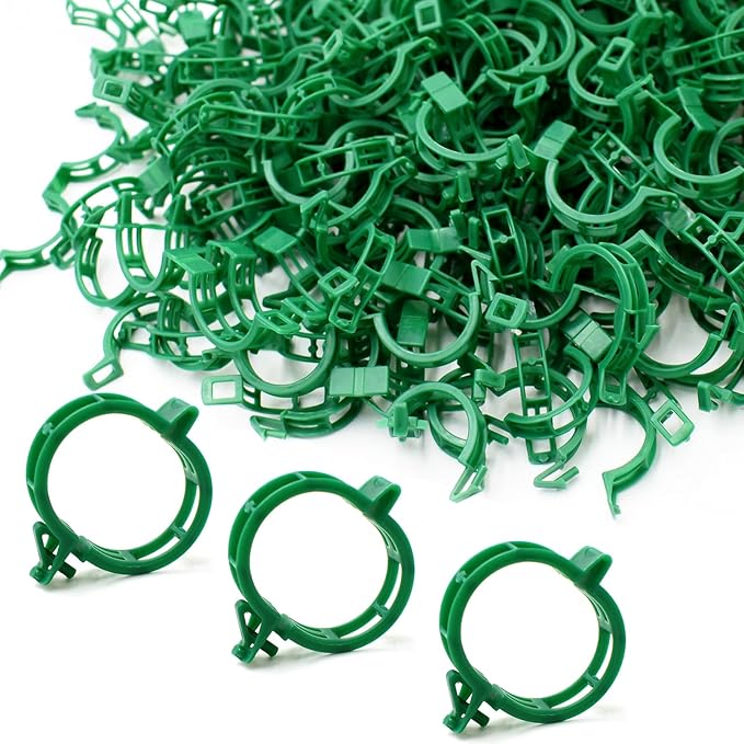 PEOUWNES 200 Pcs Plant Support Tomato Clips, Garden Clips, Crop Clips for Vine Vegetables, Fixing Tomato, Sweet Pepper, Eggplant, Makes Plants Grow Upright and Healthier（Green）