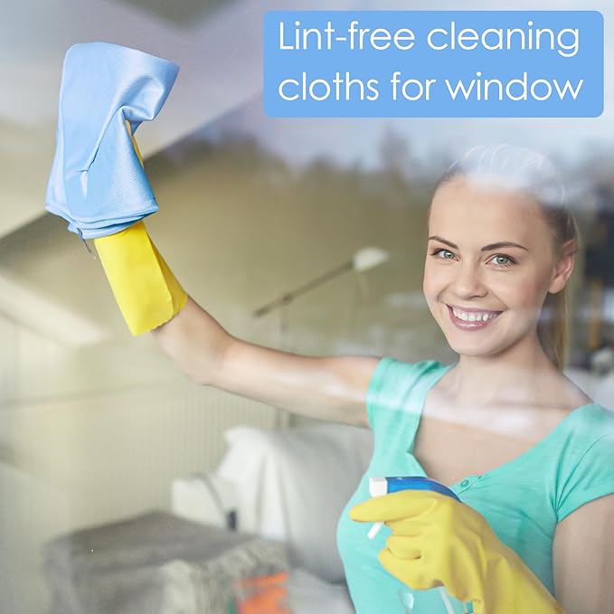 24 Pack Microfiber Glass Cleaning Cloth 16 Inch X 16 Inch Polishing Cloths Glass Cleaning Towel Lint Free Cloth for Cleaning Windows, Glasses, Mirrors, Windshields, Stainless Steel