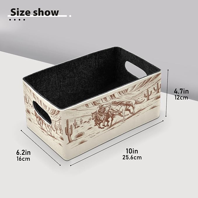 Kcldeci American Wild Western Desert Cowboy Storage Bins Baskets for Organizing 2Pack, Sturdy Storage Basket Foldable Storage Baskets for Shelves Closet Nursery Toy