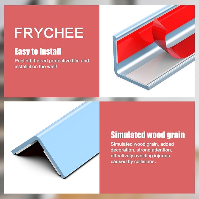 Frychee Wall Corner Protector, Walls Edge Protector, Self-Adhesive Wall Corner Guards, PVC Double-Sided Edge Protector, Furniture Stairs Guard (Blue 2PCS 100cm/39.37in)