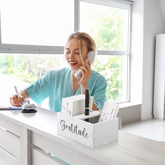 Clabby Gratitude Jar Thanksgiving Gifts Include 200 Cards 1 Pen 1 Blessing Jar Wood Box Practice Thankful Appreciation Gratitude Note Cards Kit for Families Friends Employee Coworkers(White)