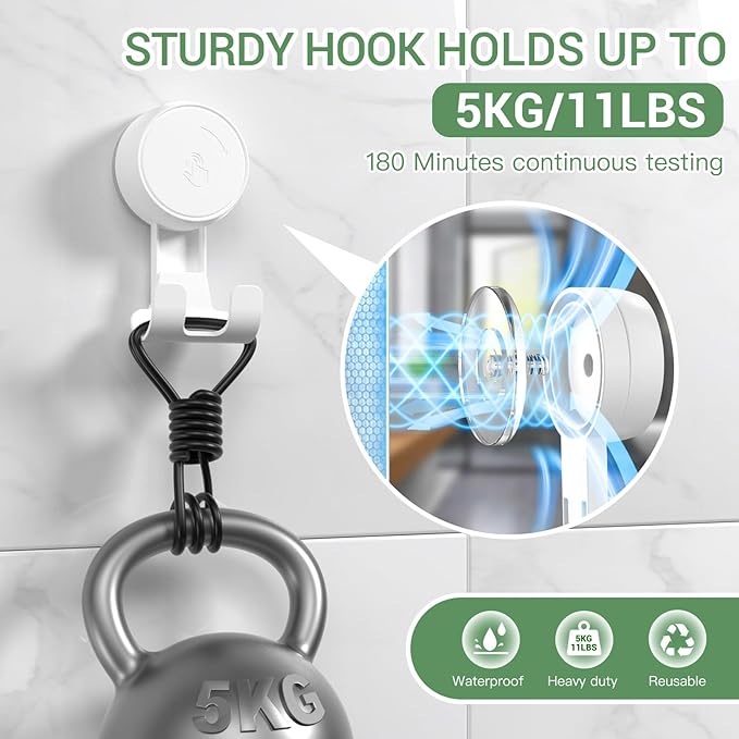 LUXEAR Suction Hooks Powerful Vacuum Suction Cup Hooks-1PACK Razor 1pack Single White
