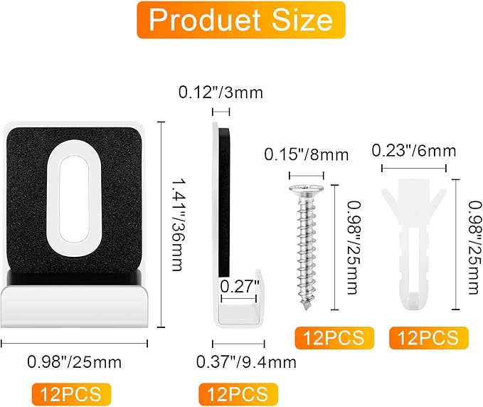 12 Pack Metal Mirror Holder Clips, Steel Heavy Duty Frameless Mirror Mounting with Screws for Billboards (Silver)