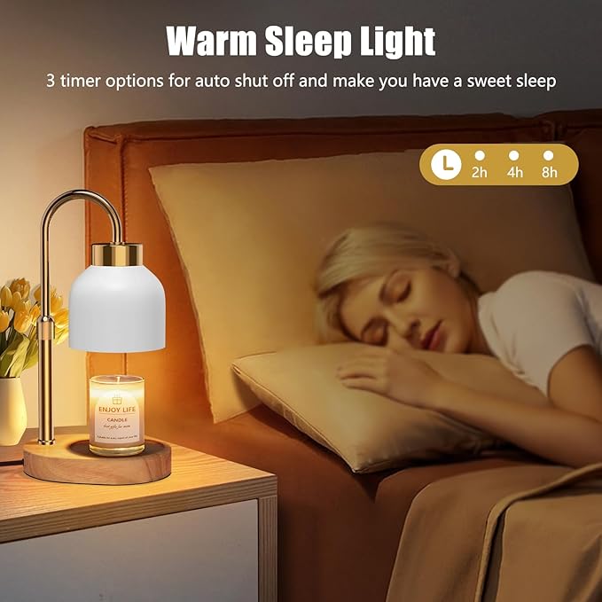 Candle Warmer Lamp with Dimmer Adjustable Height, 2/4/8H Timer,Vintage Home Decor for Scented Jar
