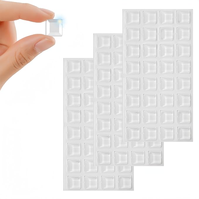 Furnigear Cabinet Bumpers Soft Self-Adhesive Clear Rubber Bumper - Cabinet Door Bumpers Dots Clear Cabinet Stoppers Furniture Noise Reducing Silicone Rubber Bumper Extremely Durable (96 Pcs)