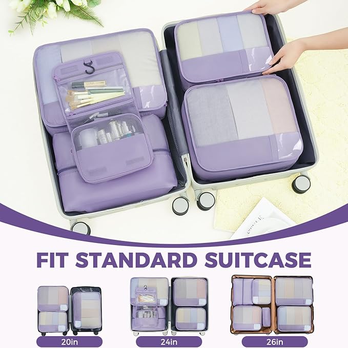 BAGAIL 9-Piece Packing Cube Set with Packing List, Luggage Packing Organizers for Travel Accessories