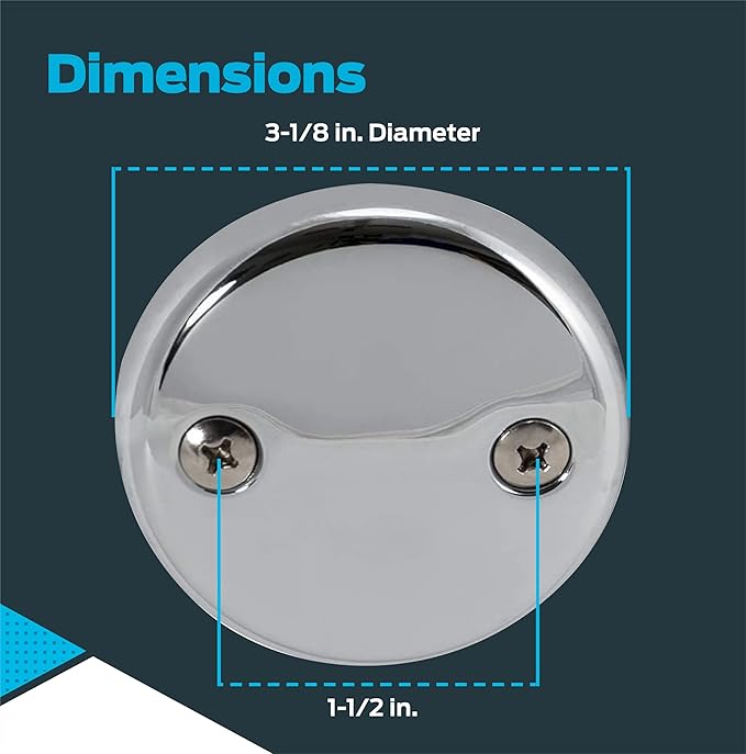 EZ-FLO 2-Hole Bathtub Overflow Face Plate with Screws, Chrome Finish, 35245