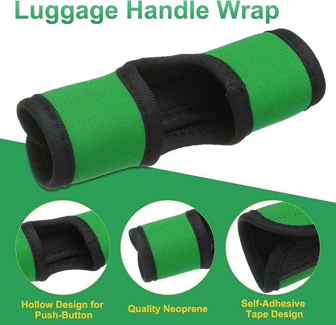 uxcell Luggage Handle Wrap, 2 Pcs Hollow Neoprene Handbag Grip Cover Protector Luggage Identifiers Suitcase Handle Wraps for Luggage Suitcase Travel Bags, Dark Green