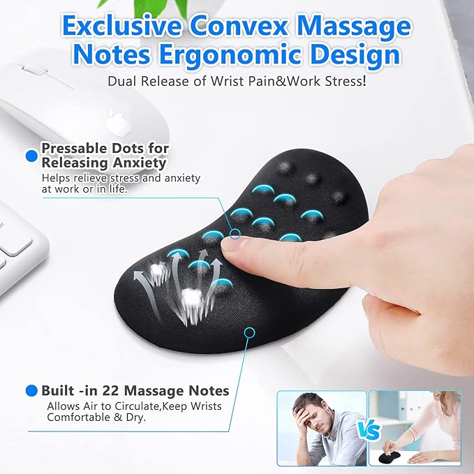 Gimars Mouse Wrist Rest, Pop It Fidget Wrist Support for Mouse - Pressure Relief, Ergonomic Memory Foam Mouse Wrist Pad with Massage Nodes for Computer, Laptop, Office Work, PC Gaming - Wrist Pain Relief