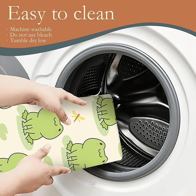 UIUPRO Cute Green Frog Dish Drying Mats 18x24 Inch, Dish Pad Drying Rack Mat for Kitchen Counter Ultra Absorbent Microfiber Dishware Coffee Maker Bar Countertop Decor