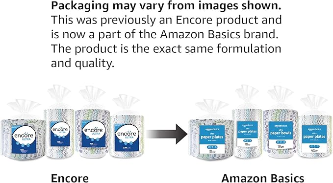 Amazon Basics Ultra Paper Plates, 8.62 Inch, Disposable, 880 Count (4 Pack of 220), Packaging May Vary