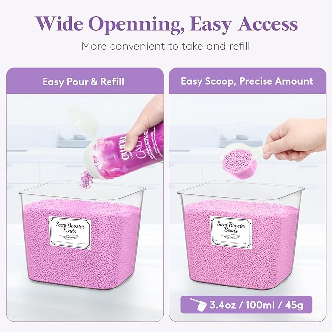 Lifewit Large Laundry Pods Container& Dryer Sheet Holder, Plastic Detergent Dispenser, Laundry Room Organization Storage Jars for Powder, Soap, Scent Booster Beads,Bamboo Lid,0.53+0.7 gal,3 Pcs
