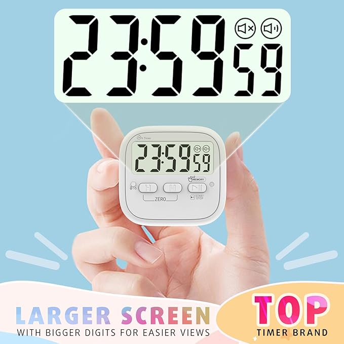 2-Pack Magnetic Kitchen Timers for Cooking, Digital Stop Watch Countdown Timer for Kids, Teachers, Classroom, Office, Exercise - Battery Included