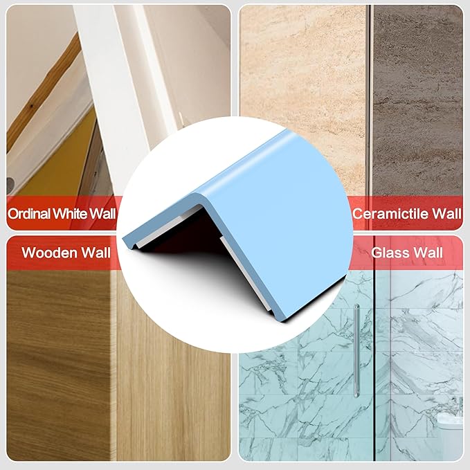 Frychee Wall Corner Protector, Walls Edge Protector, Self-Adhesive Wall Corner Guards, PVC Double-Sided Edge Protector, Furniture Stairs Guard (Blue 2PCS 100cm/39.37in)