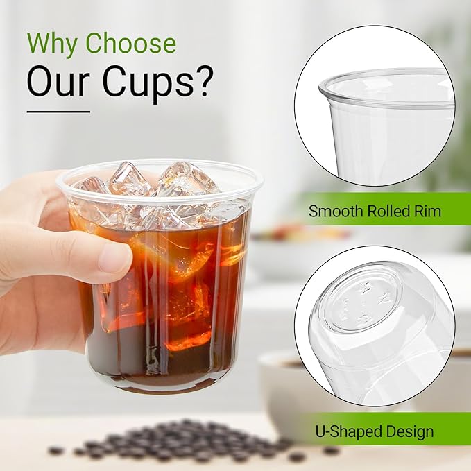 Soelomu 12 oz Disposable Stemless Wine Glasses, 100 Pcs Crystal Plastic Cocktail Cups Clear Classic Cold Drinking Party Glasses for Wedding Gathering Birthday Meeting (Clear)
