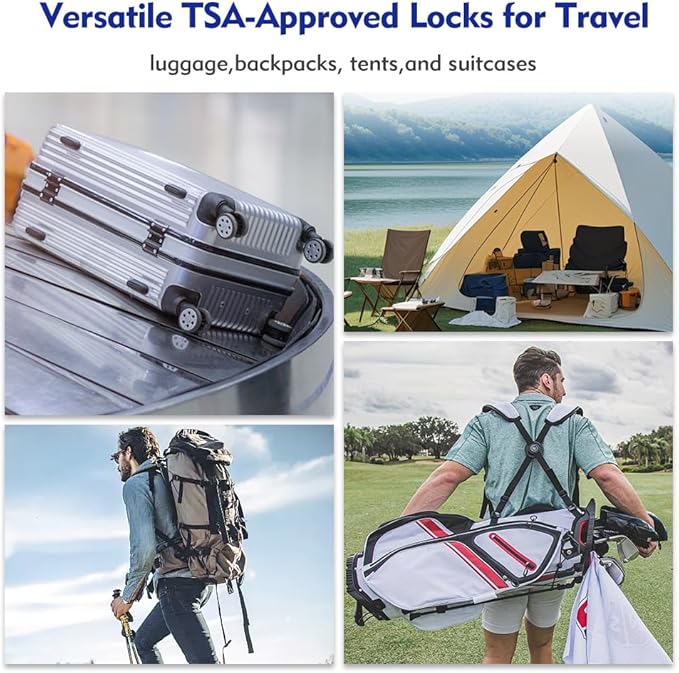 SURE LOCK TSA Approved Combination Luggage Locks with Open Alert Indicator – Durable Zinc Alloy Cable Travel Locks with Large Easy-Read Dials for Suitcases, Backpacks & Gym Bags