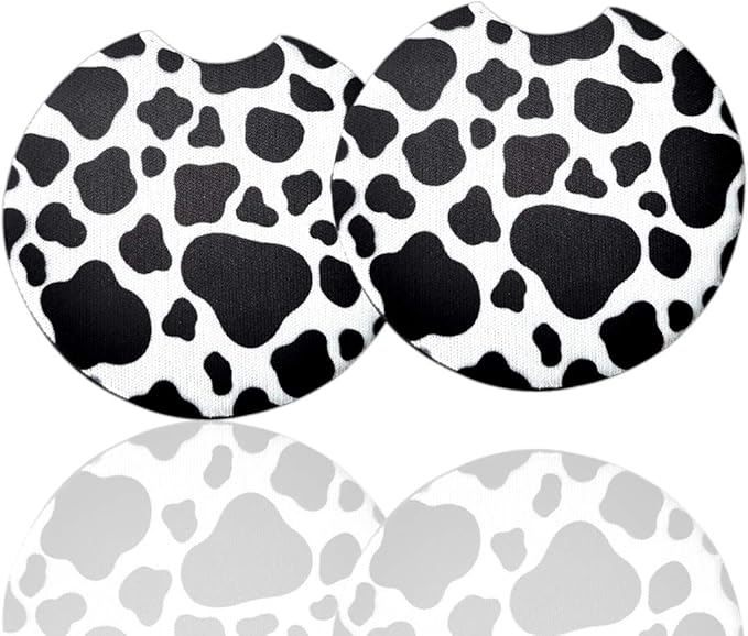 2 Pack Car Coasters for Drinks Absorbent - 2.75 Inch Cute Car Cup Holder Coasters for Women, Removable Cup Holder Coaster for Your Car, Car Interior Accessories for Women & Girls (White Leopard)