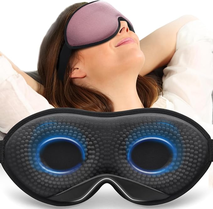 MABAO Weighted Eye Mask for Sleeping, Blackout 3D Contoured Sleep Mask with Adjustable Strap for Women Men, Memory Foam Gentle Pressure Relief Comfort Eye Cover Blindfold for Insomnia & Travel - Brown