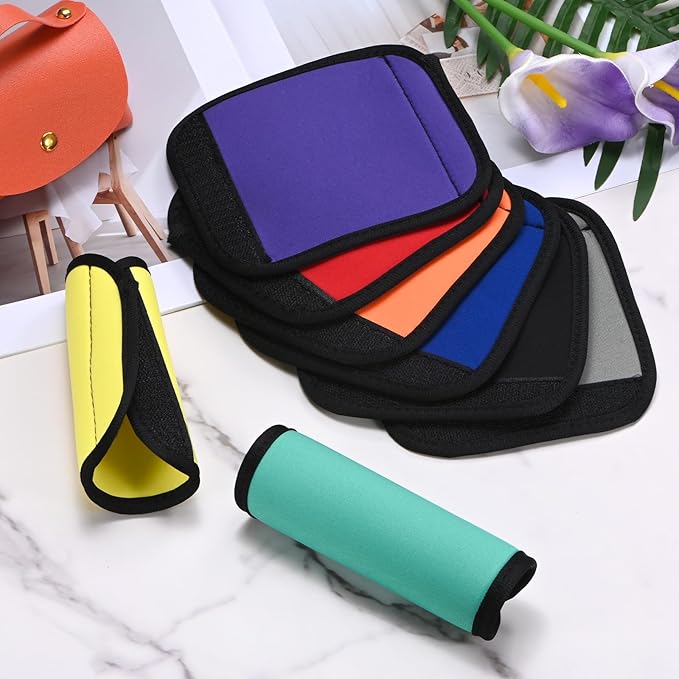 TIXIPEM Luggage Handle Wrap [6PCS] - Neoprene Luggage Identifiers Use for Suitcases & Carry on & Travel Accessories - [Yellow-6IN/15CM] Comfort Grip Handle Cover