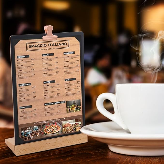 Tabletop Chalkboard with Wood Stand - 2 Pack, 8 x 12 Inch Double Sided Blackboard Food Signs Menu Message Boards for Coffee Bar, Lemonade Stand, Party Decoration - Slant Back