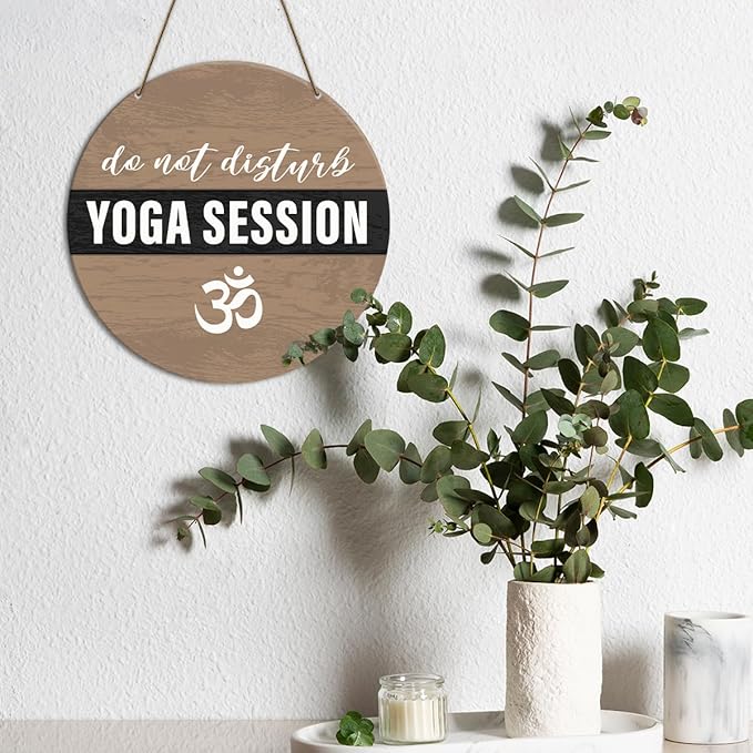 Meditation Room Decor Sign, Yoga Studio Wall Decoration Home Gym Spiritual Room Zen Den Hanging Decor Sign, Yoga Session Do Not Disturb Sign, Gifts for Yoga Instructor Lover