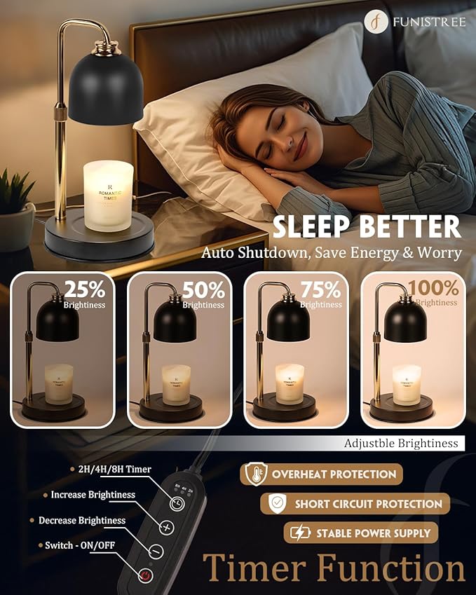 Candle Warmer Lamp with Timer & Dimmable Brightness, House Warming Gifts New Home, Candle Warming Lamp Gifts for Christmas, Birthday Gifts for Women Mom, Flameless Wax Melt Warmer for Jar Candles