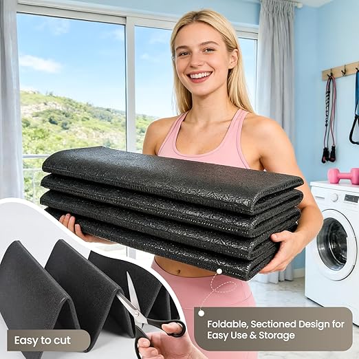 Washer Dryer Anti-Vibration Mat Foldable Rubber Mat for Washing Machine, Waterproof, Noise Reducing Pads Non-Slip Shockproof Mat for Floor Protection, 63 * 29.5 Inches
