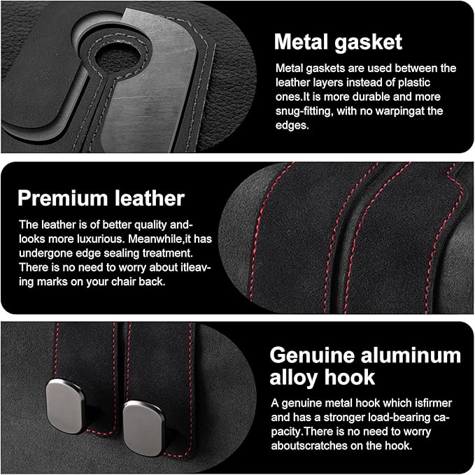 JinnEterri Car Purse Hook Purse Hook for Car Seats Headrest Car Seat Hooks,Heavy Duty Vehicle Organizer for Handbags, Groceries, Purses, Keep Car Tidy (Black, 4 Pack)