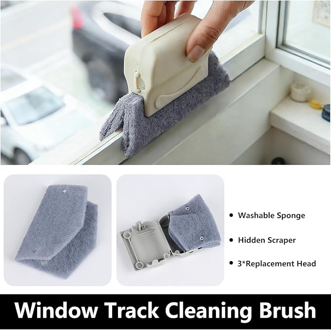 Window Cleaner Set, 17Pcs Window Door Tracks Groove Crevice Cleaning Brushes Tools for Sliding Glass Doors, Air Conditioner