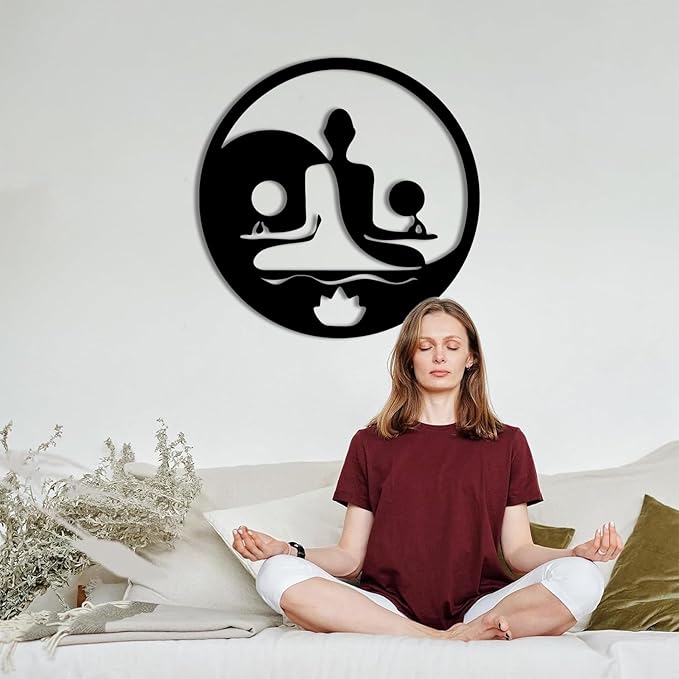 Metal Wall Decor-Metal Buddha Wall Decor, Metal Zen Wall Art, Yin Yang Wall Art, Buddha Wall Art, Meditation Wall Decor, Spiritual Wall Decor, Zen Wall Art, Yoga Room Wall Decor (Gold, 30x30in|76x76cm)