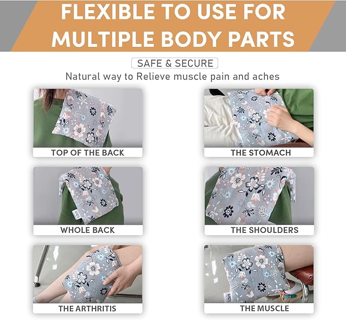 UNCN Wide Microwave Heating pad with Washable Cover 9.5x16in Microwavable Hot Pad for Neck Shoulder, Cramps, Back Pain Relief, Cordless Warm Compress Weighted Moist Heat Pack for Aches, Unscented